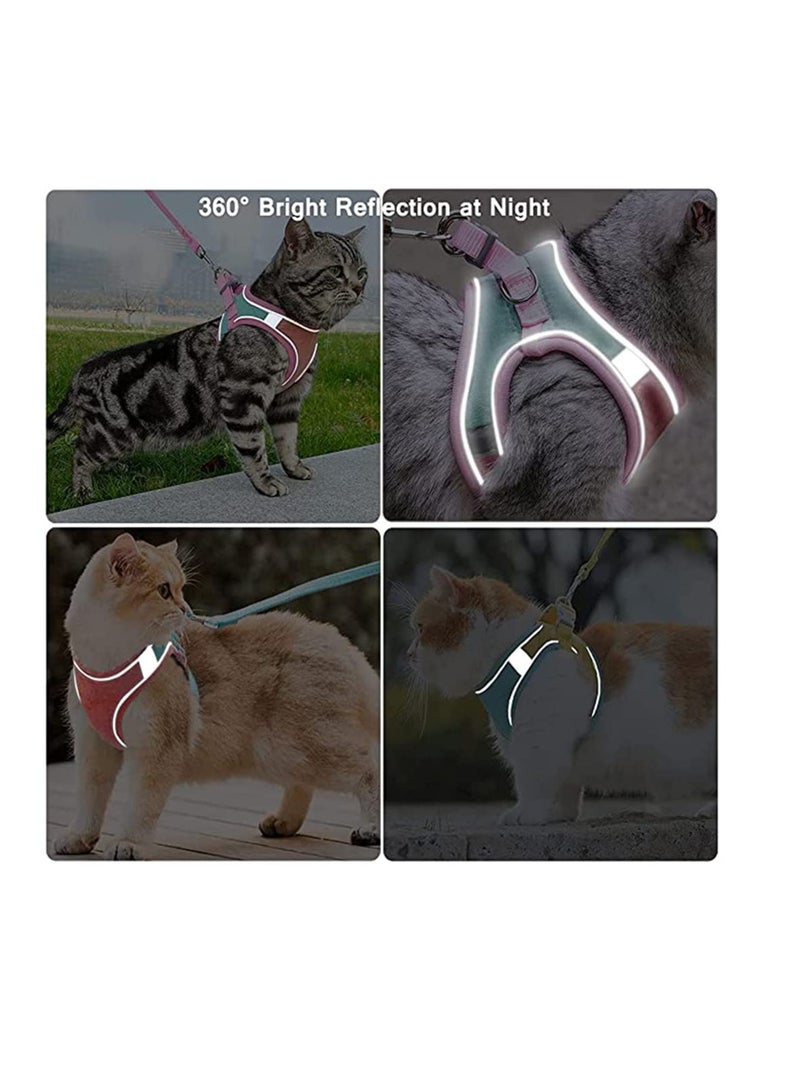 طقم حزام للقطط، مقود وطوق، سترة واقية من الهروب للقطط الصغيرة للمشي، حزام ملفوف للحيوانات الأليفة مع حزام عاكس وجرس للقطط الصغيرة الكبيرة، مناسب للجراء والأرانب - Image 5